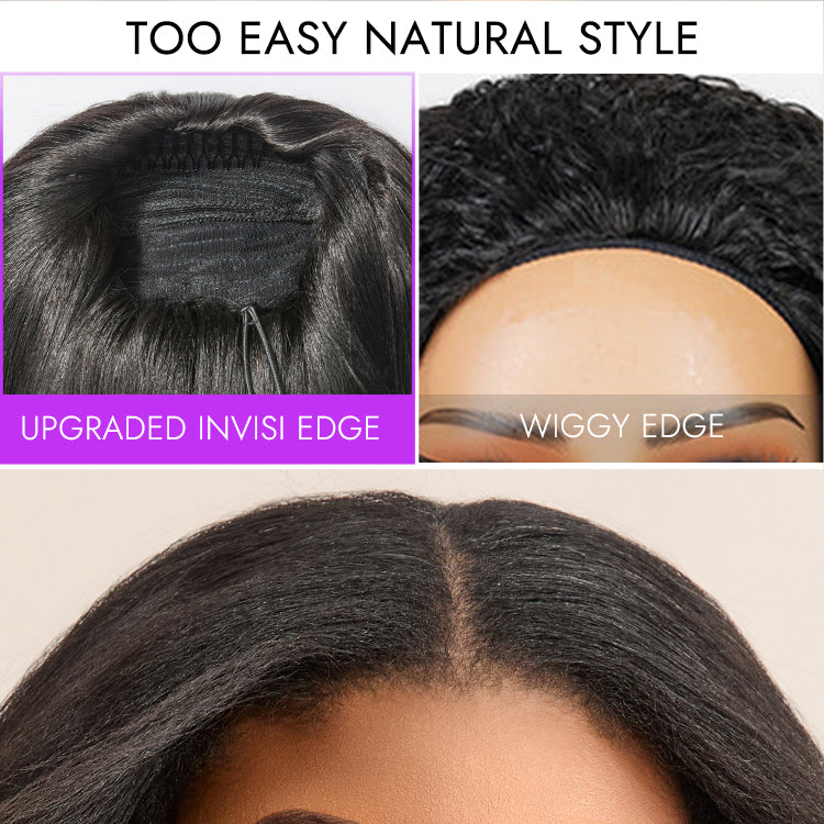 Glueless Kinky Straight Human Hair Wig 180% Density | 10"-28"