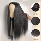 Glueless Kinky Straight Human Hair Wig 180% Density | 10"-28"
