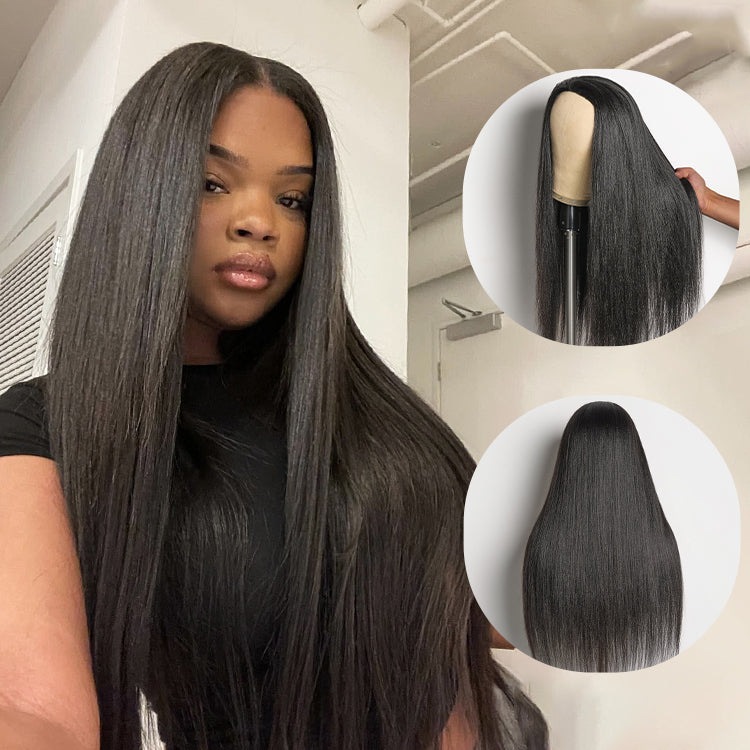 Glueless Kinky Straight Human Hair Wig 180% Density | 10"-28"