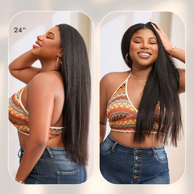 Glueless Kinky Straight Human Hair Wig 180% Density | 10"-28"