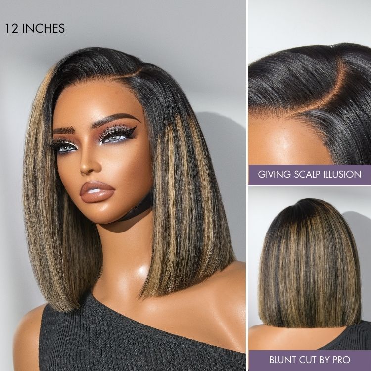 Glueless HD Lace Bob T-Part Lace Human Hair Wig - Highlight | 8"-14"