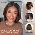 Glueless HD Lace Bob T-Part Lace Human Hair Wig - Red | 8"-14"