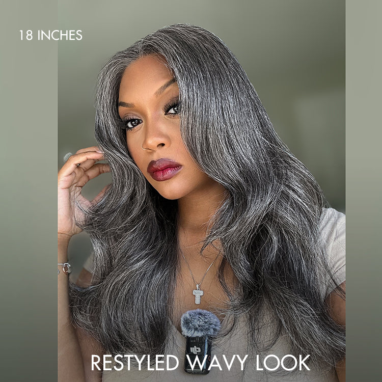 Glueless HD Lace Straight T-Part Lace Human Hair Wig - Grey 180% Density | 10"-28"