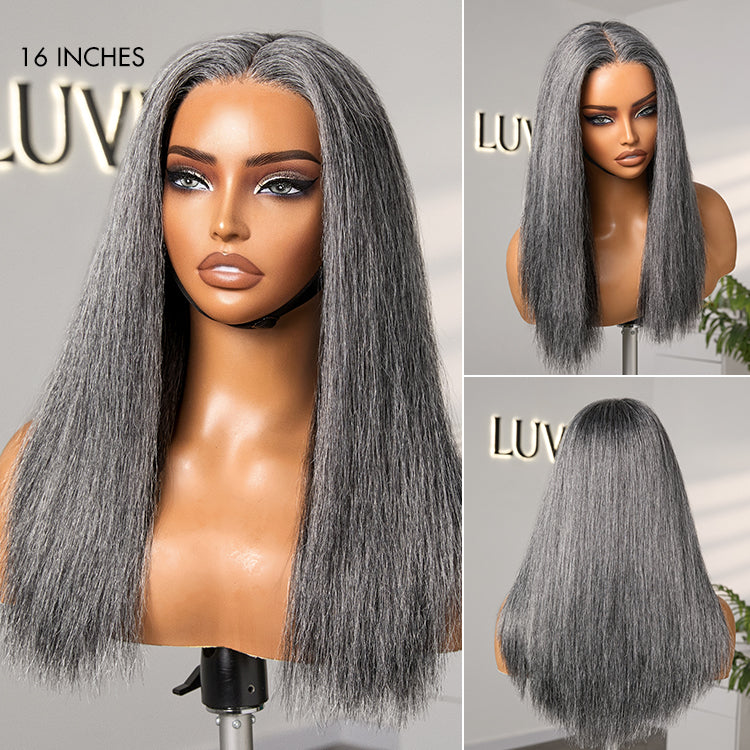 Glueless HD Lace Straight T-Part Lace Human Hair Wig - Grey 180% Density | 10"-28"
