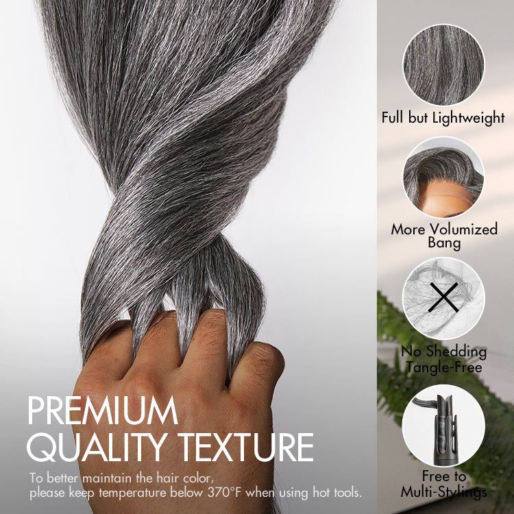 Glueless HD Lace Straight T-Part Lace Human Hair Wig - Grey 180% Density | 10"-28"