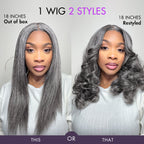 Glueless HD Lace Straight T-Part Lace Human Hair Wig - Grey 180% Density | 10"-28"