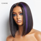 Glueless HD Lace Bob T-Part Lace Human Hair Wig - Purple | 8"-14"