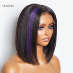Glueless HD Lace Bob T-Part Lace Human Hair Wig - Purple | 8"-14"