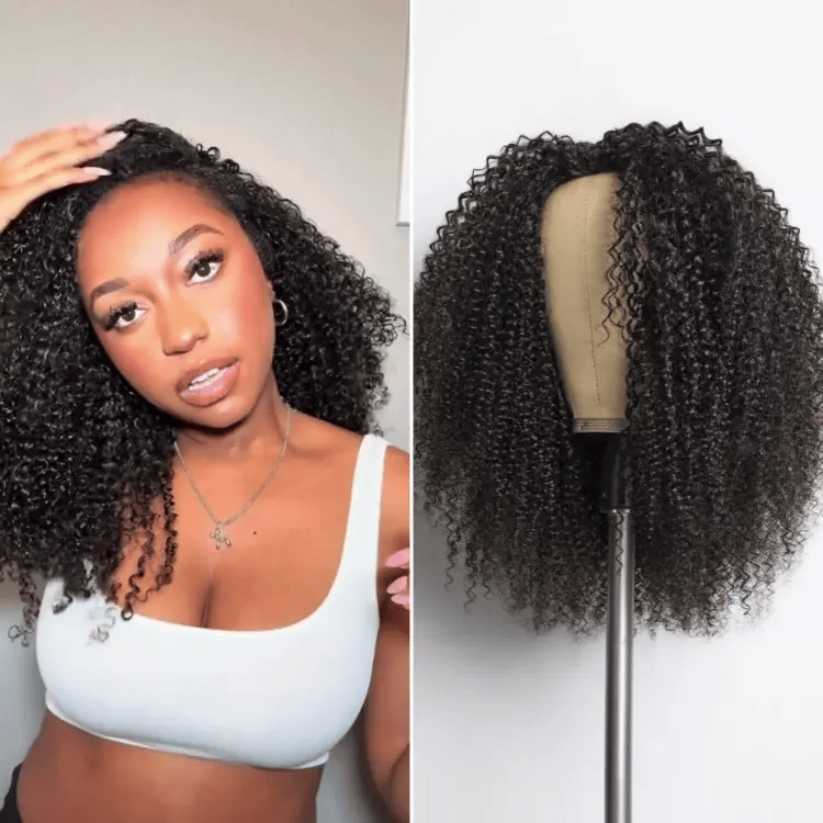 Glueless Kinky Straight Human Hair Wig 180% Density | 10"-28"
