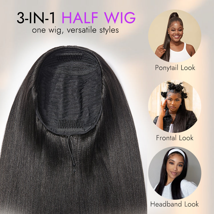 Glueless Kinky Straight Human Hair Wig 180% Density | 10"-28"
