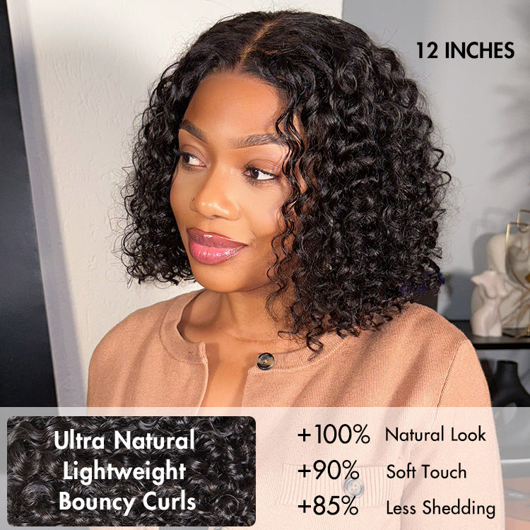 Glueless Curly T-Part Lace Human Hair Wig - Grey | 10"-28"