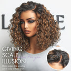 Glueless HD Lace Curly T-Part Lace Human Hair Wig - Highlight | 10"-28"