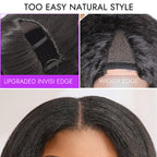 Glueless Kinky Straight V-Part Human Hair Wig 180% Density | 10"-28"