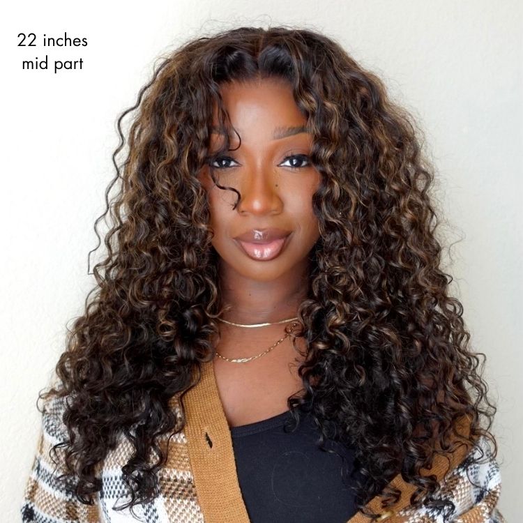 Glueless HD Lace Curly T-Part Lace Human Hair Wig - Highlight | 10"-28"