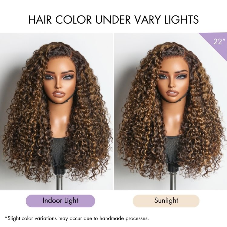 Glueless HD Lace Curly T-Part Lace Human Hair Wig - Highlight | 10"-28"