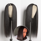 Glueless Kinky Straight V-Part Human Hair Wig 180% Density | 10"-28"
