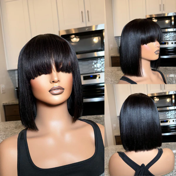 Glueless HD Lace Bob Human Hair Wig with Bangs | 8"-14"