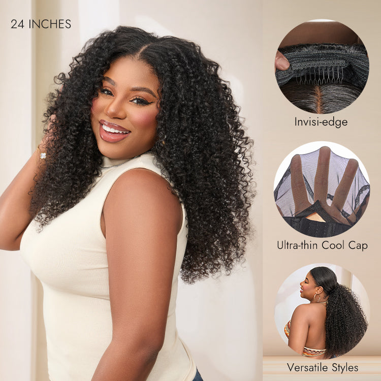 Glueless Kinky Straight Human Hair Wig 180% Density | 10"-28"