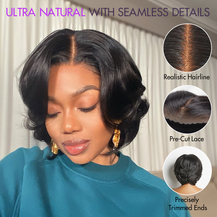Glueless HD Lace Pixie T-Part Lace Human Hair Wig - Ombre | 8"-14"