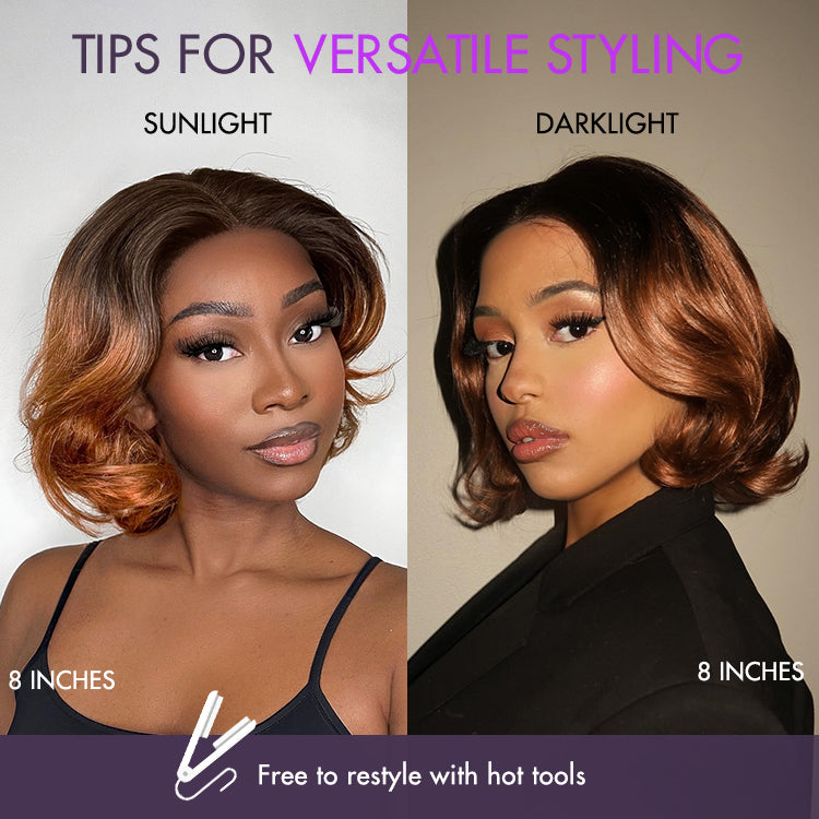 Glueless HD Lace Pixie T-Part Lace Human Hair Wig - Ombre | 8"-14"