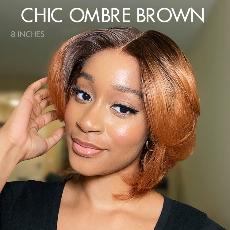 Glueless HD Lace Pixie T-Part Lace Human Hair Wig - Ombre | 8"-14"