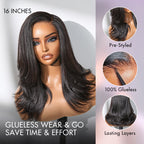 Glueless HD Lace Layered T-Part Lace Human Hair Wig - Grey with Bangs | 8"-14"