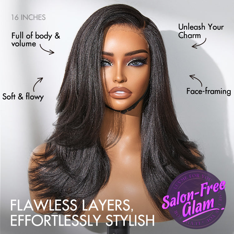 Glueless HD Lace Layered T-Part Lace Human Hair Wig - Grey with Bangs | 8"-14"