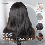 Glueless HD Lace Layered T-Part Lace Human Hair Wig - Grey with Bangs | 8"-14"