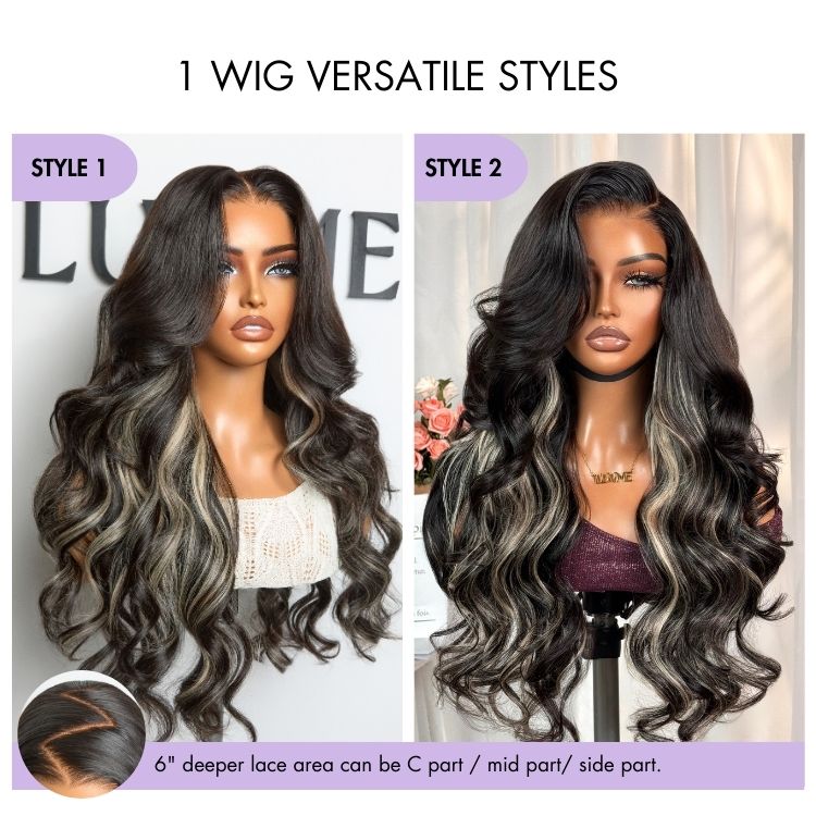 Glueless HD Lace Body Wave T-Part Lace Human Hair Wig - Highlight 180% Density | 10"-28"
