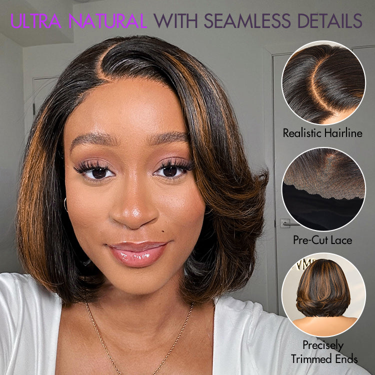 Glueless HD Lace Layered T-Part Lace Human Hair Wig - Red | 8"-14"