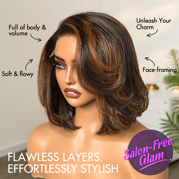 Glueless HD Lace Layered T-Part Lace Human Hair Wig - Red | 8"-14"
