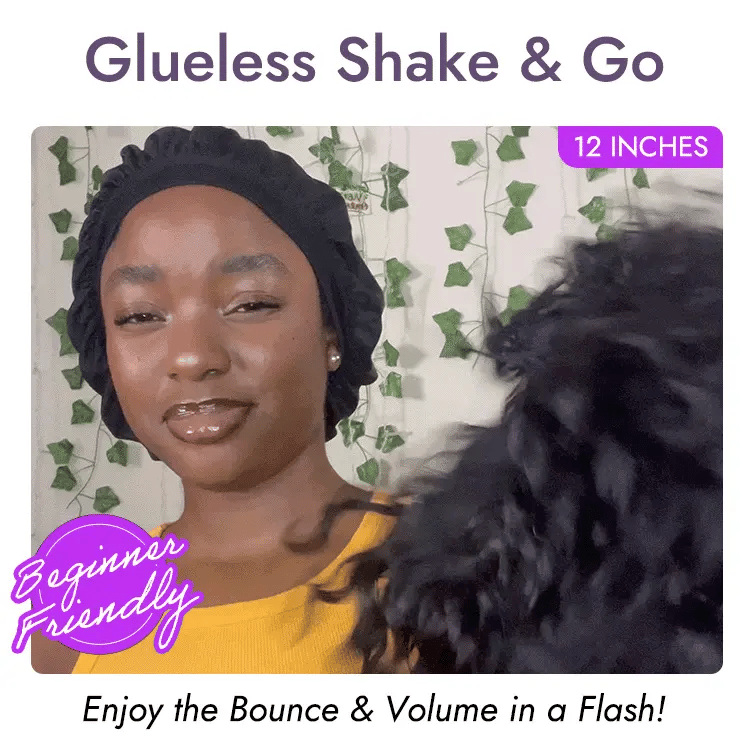 Glueless Curly T-Part Lace Human Hair Wig with Bangs | 8"-14"