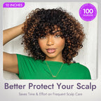 Glueless Curly Human Hair Wig - Grey with Bangs | 8"-14"
