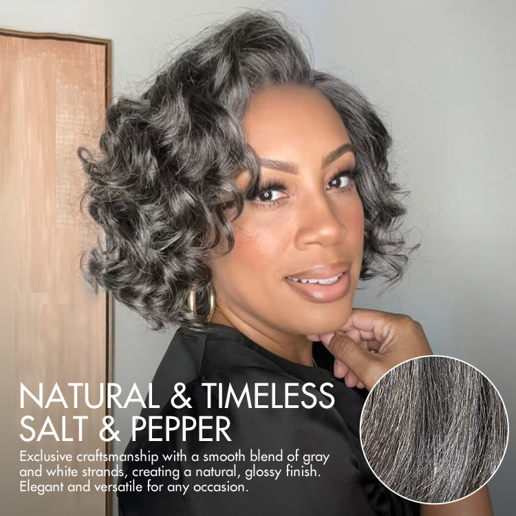 Glueless Loose Wave T-Part Lace Human Hair Wig - Grey | 8"-14"