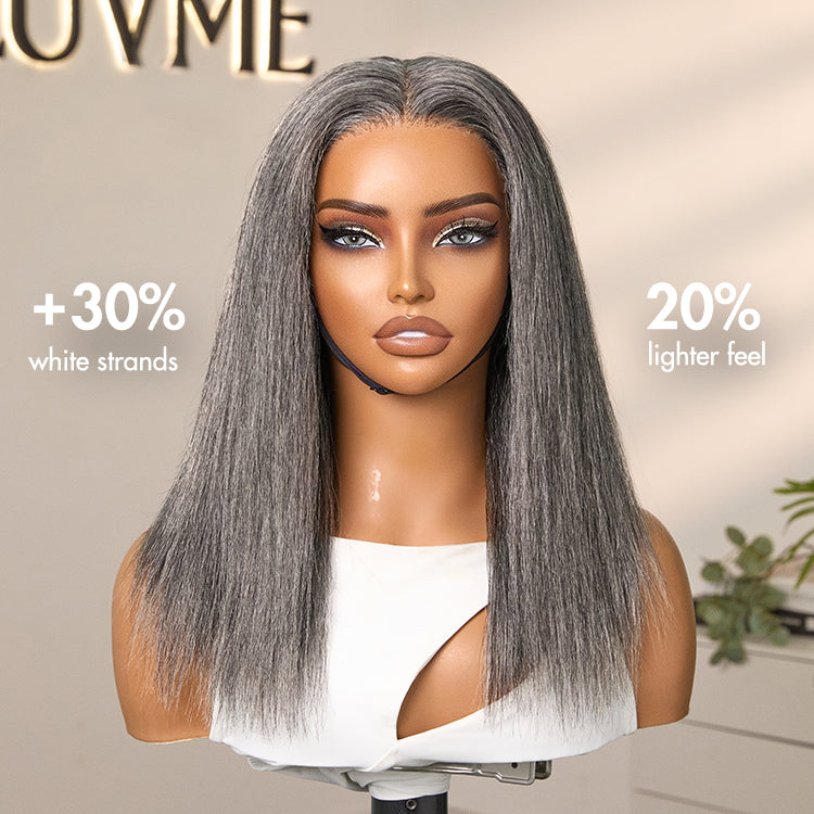 Glueless HD Lace Straight T-Part Lace Human Hair Wig - Grey 180% Density | 10"-28"