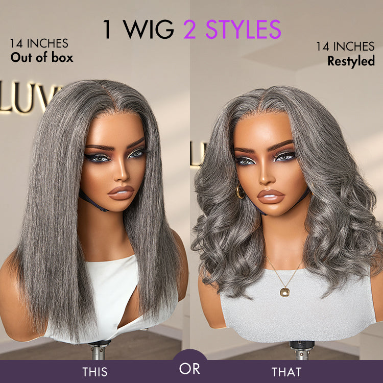 Glueless HD Lace Straight T-Part Lace Human Hair Wig - Grey 180% Density | 10"-28"