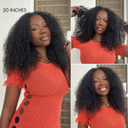 Glueless Kinky Straight V-Part Human Hair Wig 180% Density | 10"-28"