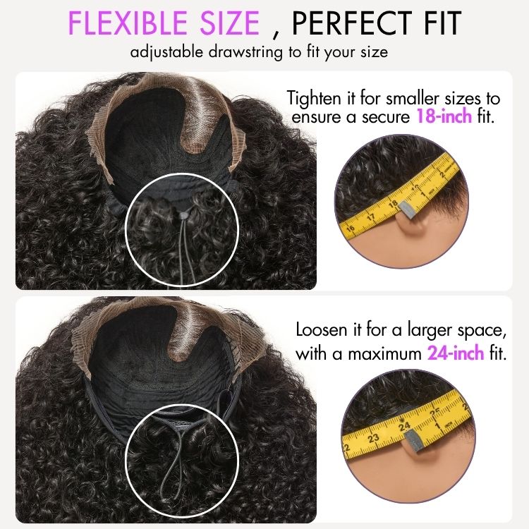 Glueless Curly T-Part Lace Human Hair Wig 180% Density | 10"-28"