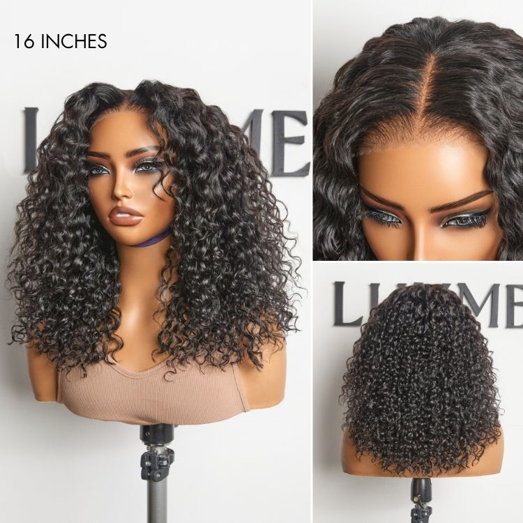 Glueless Curly T-Part Lace Human Hair Wig - Blonde | 10"-28"