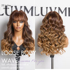 Glueless HD Lace Loose Wave T-Part Lace Human Hair Wig with Bangs 180% Density | 10"-28"