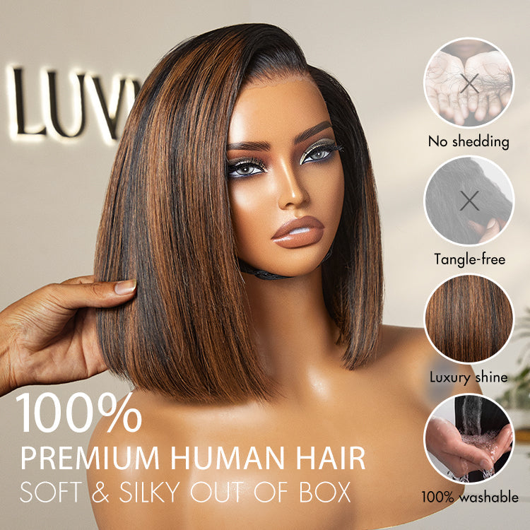 Glueless Bob T-Part Lace Human Hair Wig - Blonde | 8"-14"