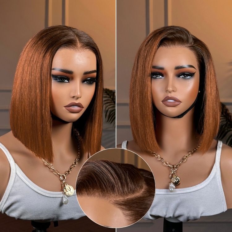 Glueless Bob 13X4 Frontal Human Hair Wig - Red | 8"-14"