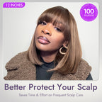 Glueless Bob Human Hair Wig - Highlight with Bangs | 8"-14"