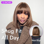 Glueless Bob Human Hair Wig - Highlight with Bangs | 8"-14"