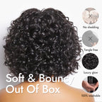 Glueless Pixie T-Part Lace Human Hair Wig - Red with Bangs | 8"-14"