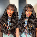 Glueless HD Lace Loose Wave T-Part Lace Human Hair Wig with Bangs | 10"-28"