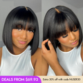 Glueless Bob Human Hair Wig with Bangs | 8"-14"