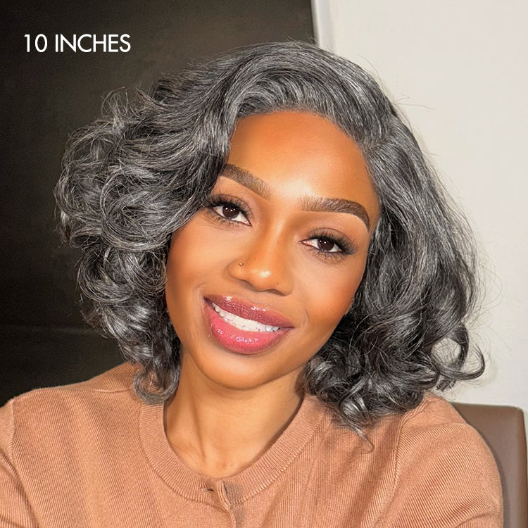 Glueless HD Lace Bob T-Part Lace Human Hair Wig - Grey | 8"-14"