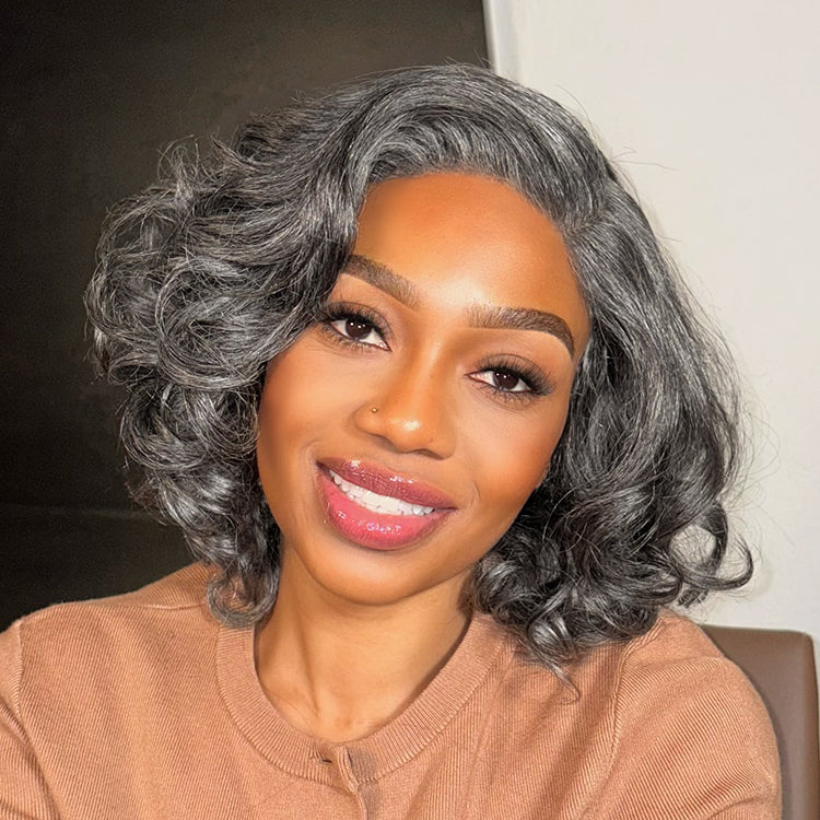 Glueless HD Lace Bob T-Part Lace Human Hair Wig - Grey | 8"-14"