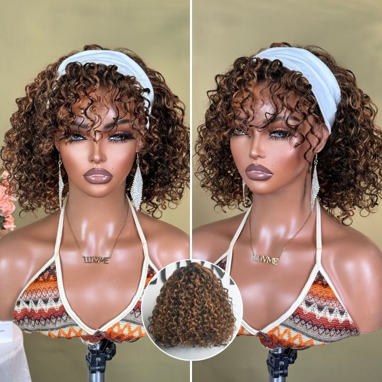 Glueless HD Lace Curly T-Part Lace Human Hair Wig - Highlight | 10"-28"